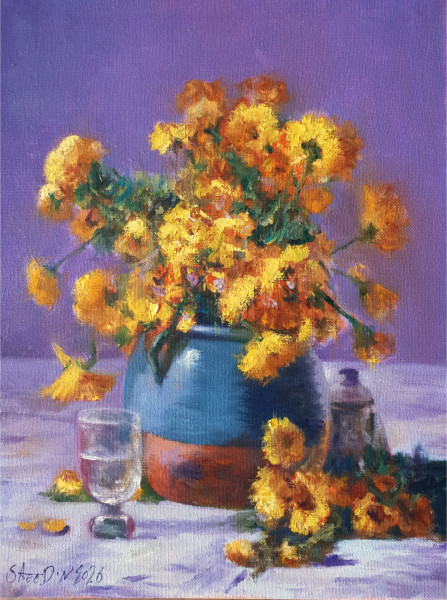 <span class="nbr">12 -</span> Sunflowers In Violet Setting