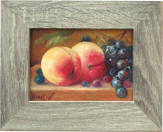 <span class="nbr">25 -</span> Peaches & Grapes On Wooden Board